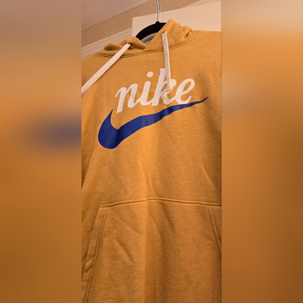 Nike Vintage Gold and Blue Logo Hoodie